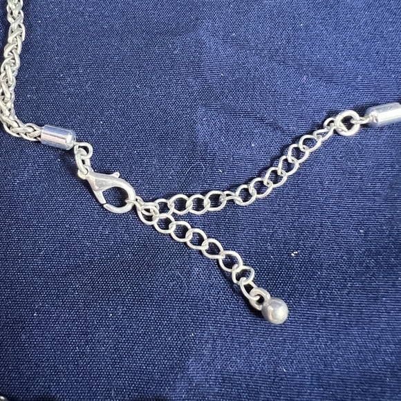 Silver Tone Station Necklace Filigree Versatile Long Chain Bohemian Vintage - Picture 3 of 3